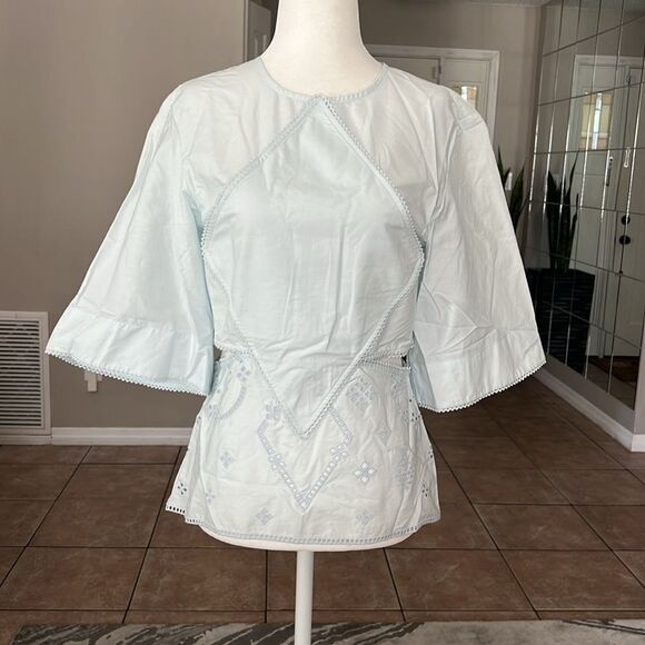 GANNI Women’s Broderie Anglaise Blouse Top Full Zipper - Picture 6 of 13